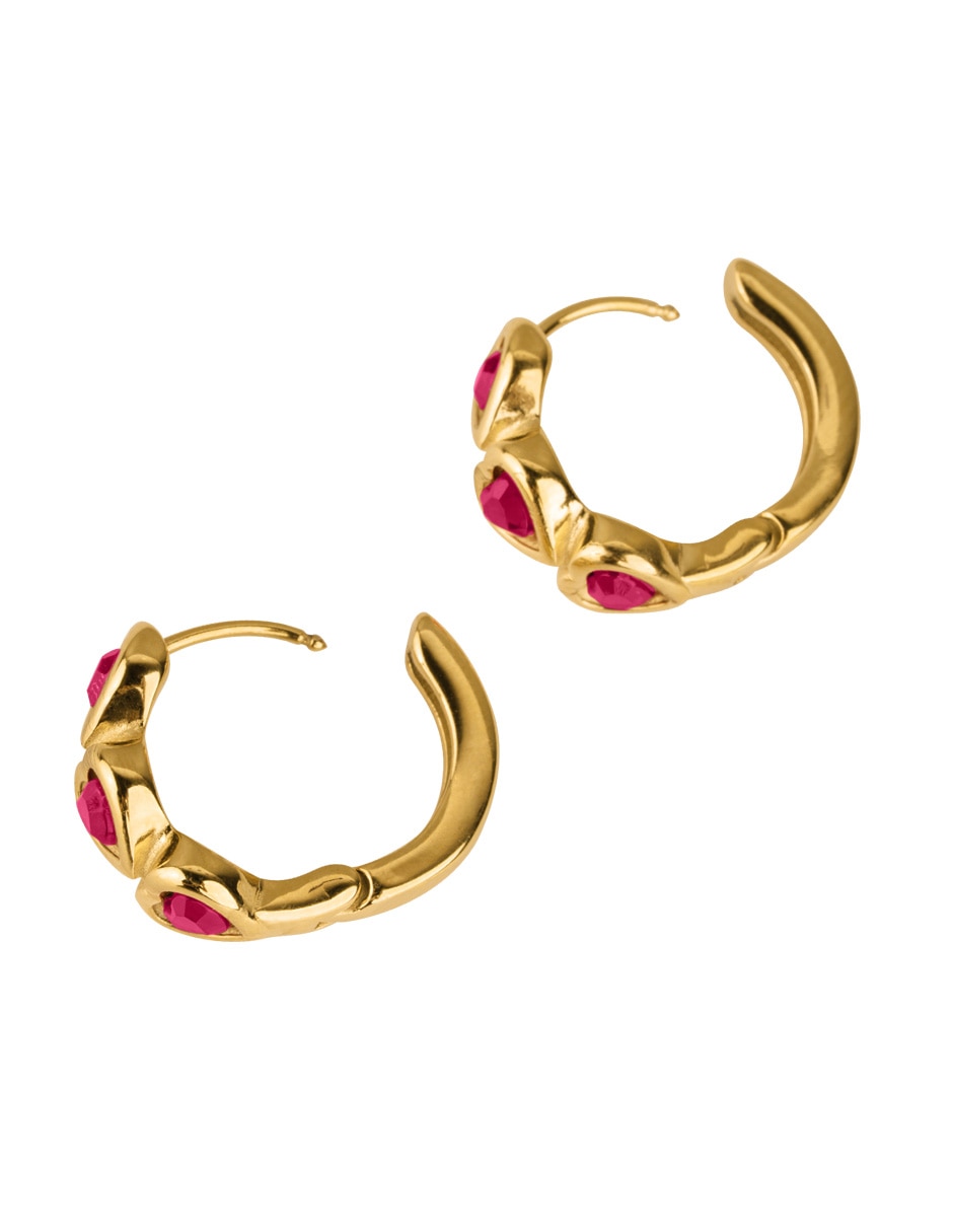 Arracadas de corazón vale con acabado baño de oro 14 k cristal 3