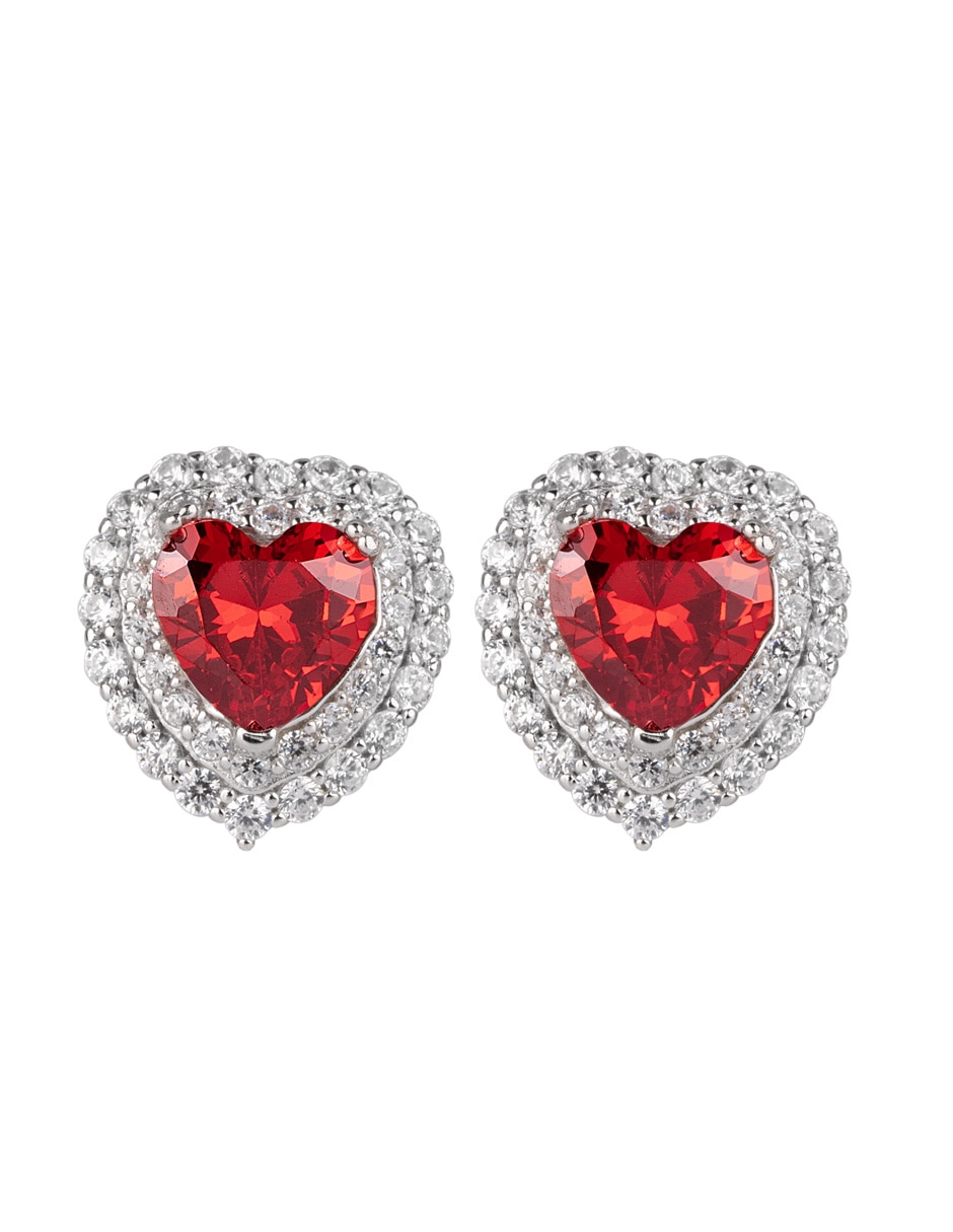Broqueles de corazón luckyly zaria de plata p 925 con acabado plateado zirconia cúbica