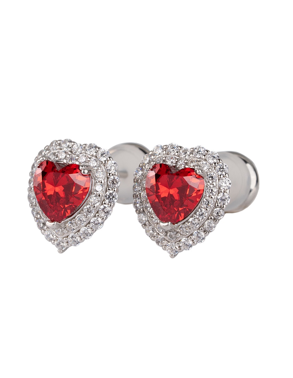 Broqueles de corazón luckyly zaria de plata p 925 con acabado plateado zirconia cúbica