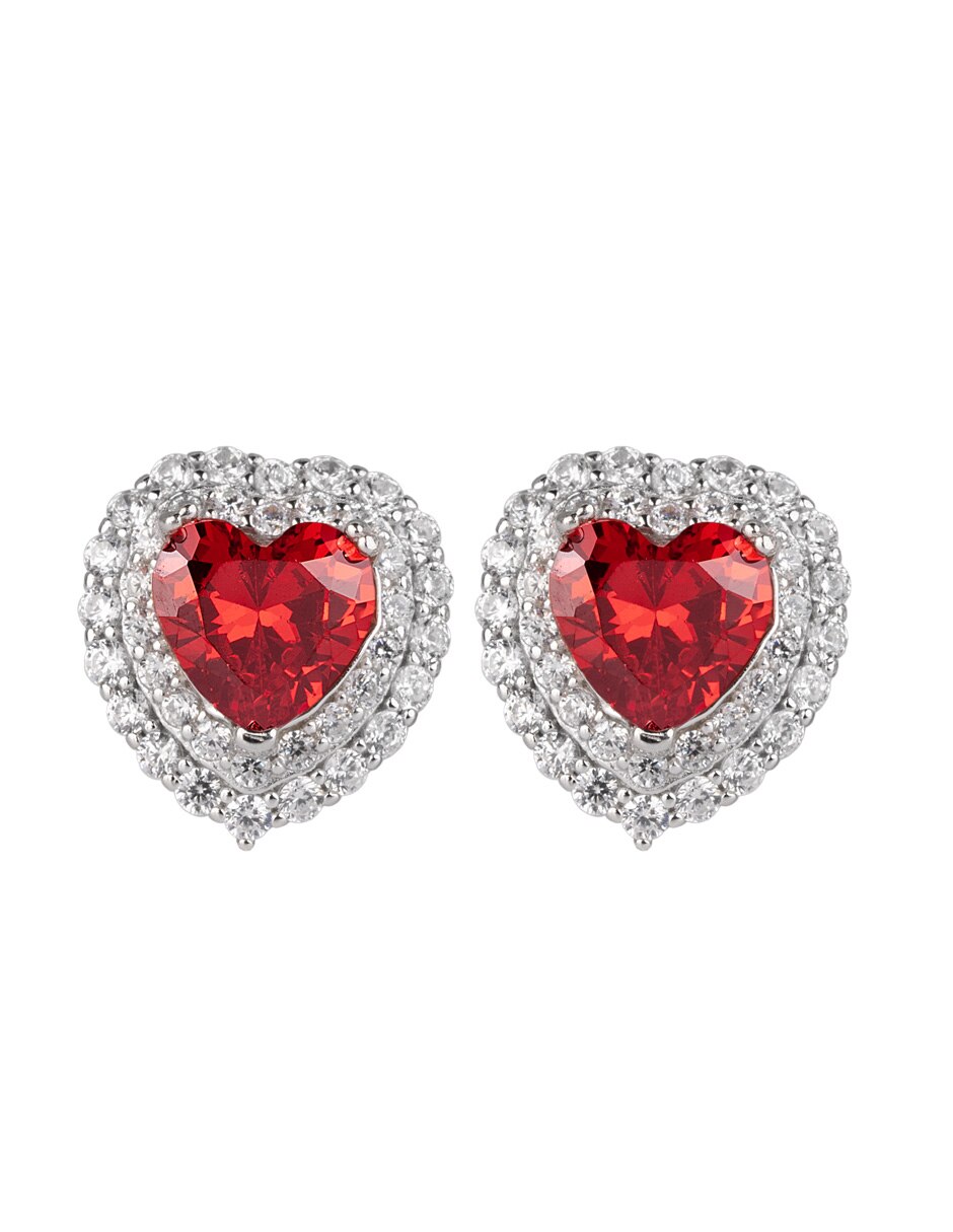 Broqueles de corazón zaria de plata p 925 con acabado plateado zirconia cúbica 2