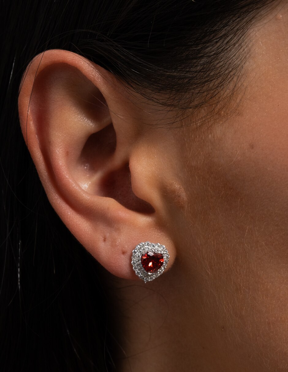 Broqueles de corazón zaria de plata p 925 con acabado plateado zirconia cúbica 6