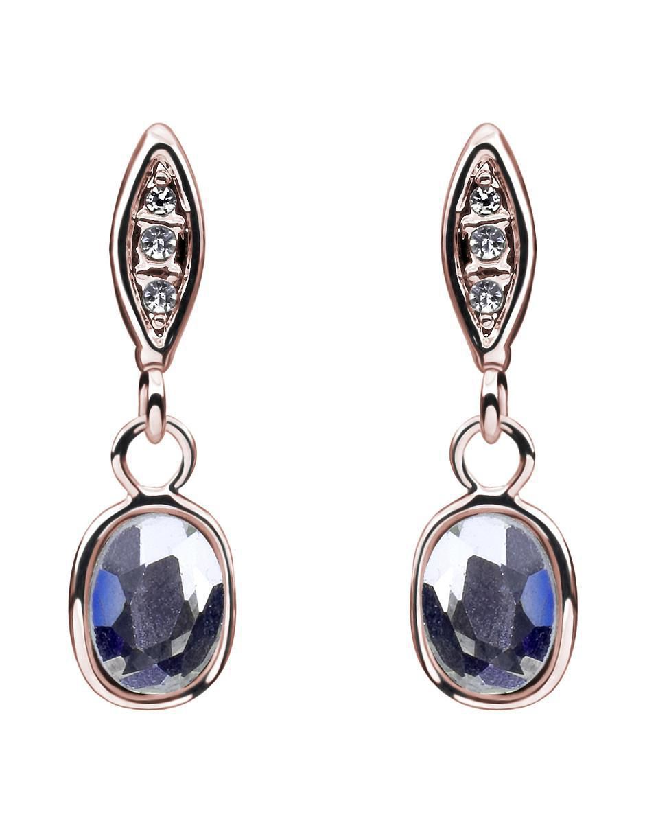 Aretes de gota elegance con acabado baño de oro rosa cristal 1