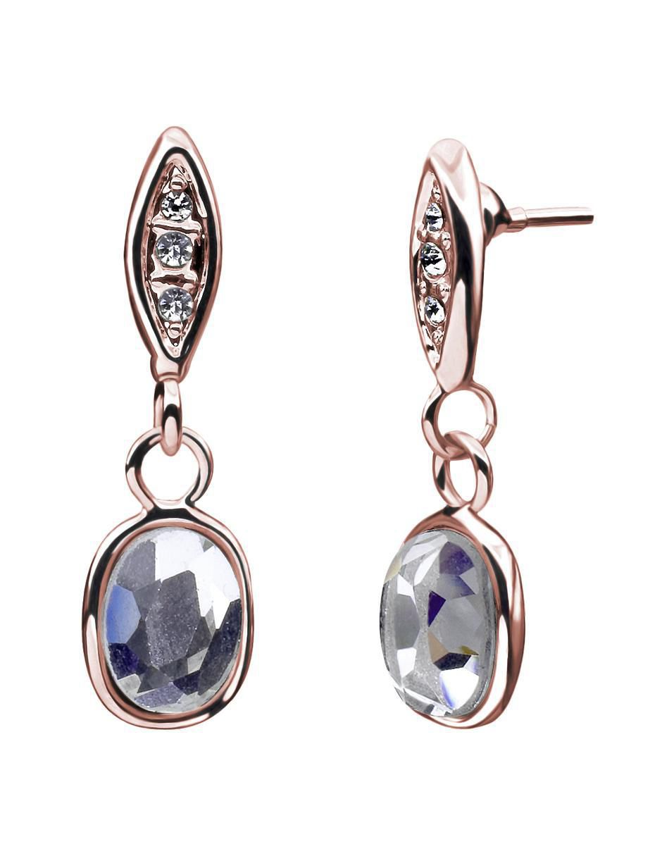 Aretes de gota elegance con acabado baño de oro rosa cristal 2