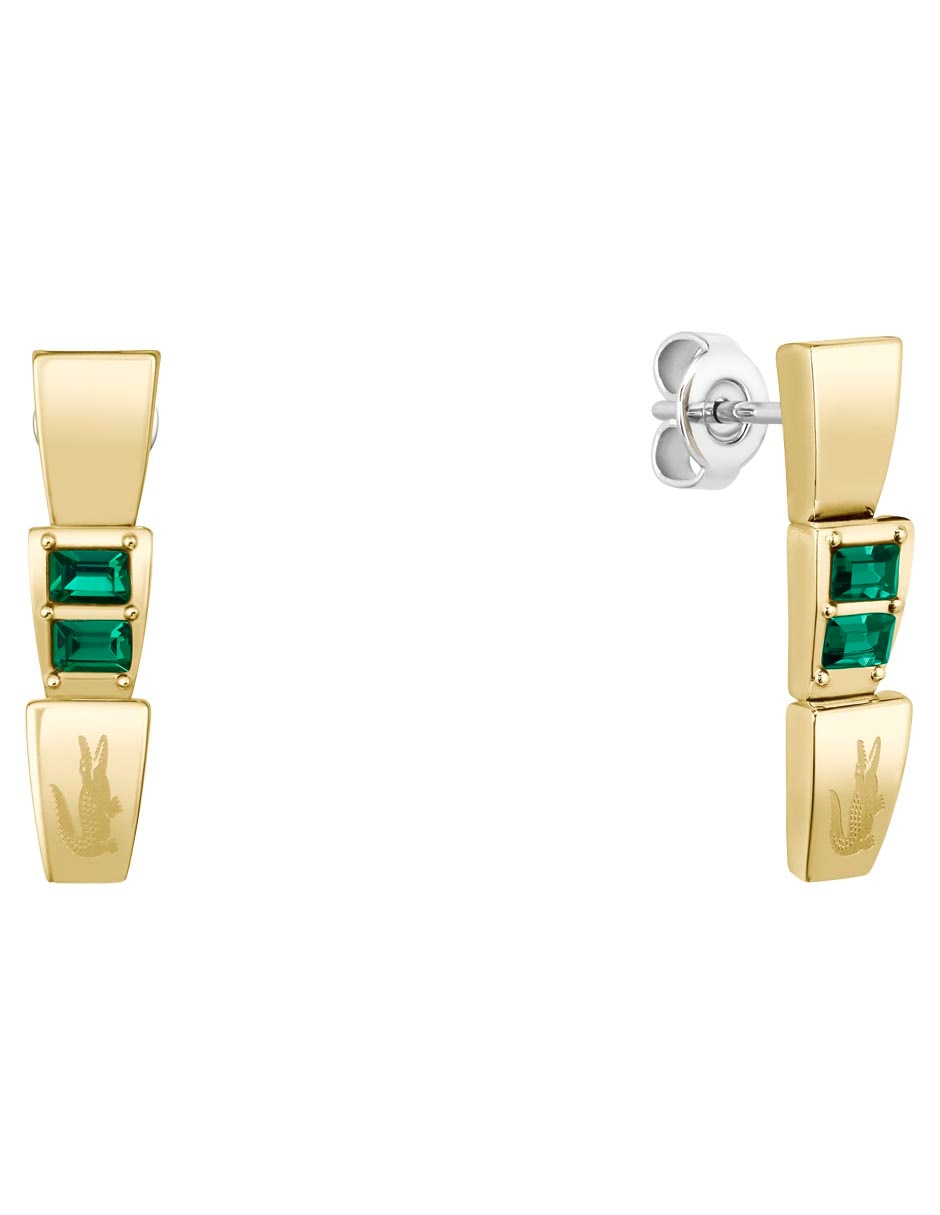 Aretes rectangulares Crocodelle con acabado brillante cristal