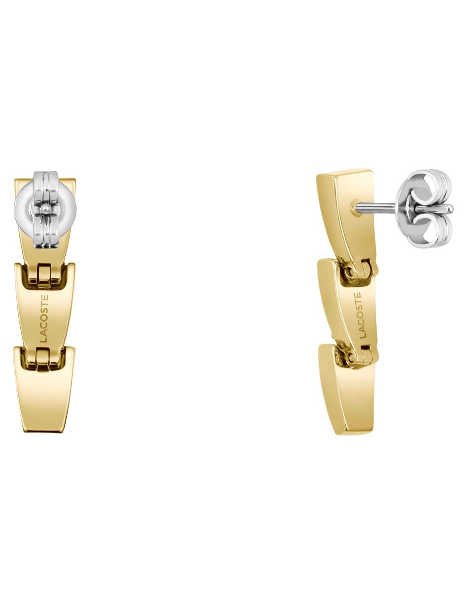 Aretes rectangulares Crocodelle con acabado brillante cristal 2