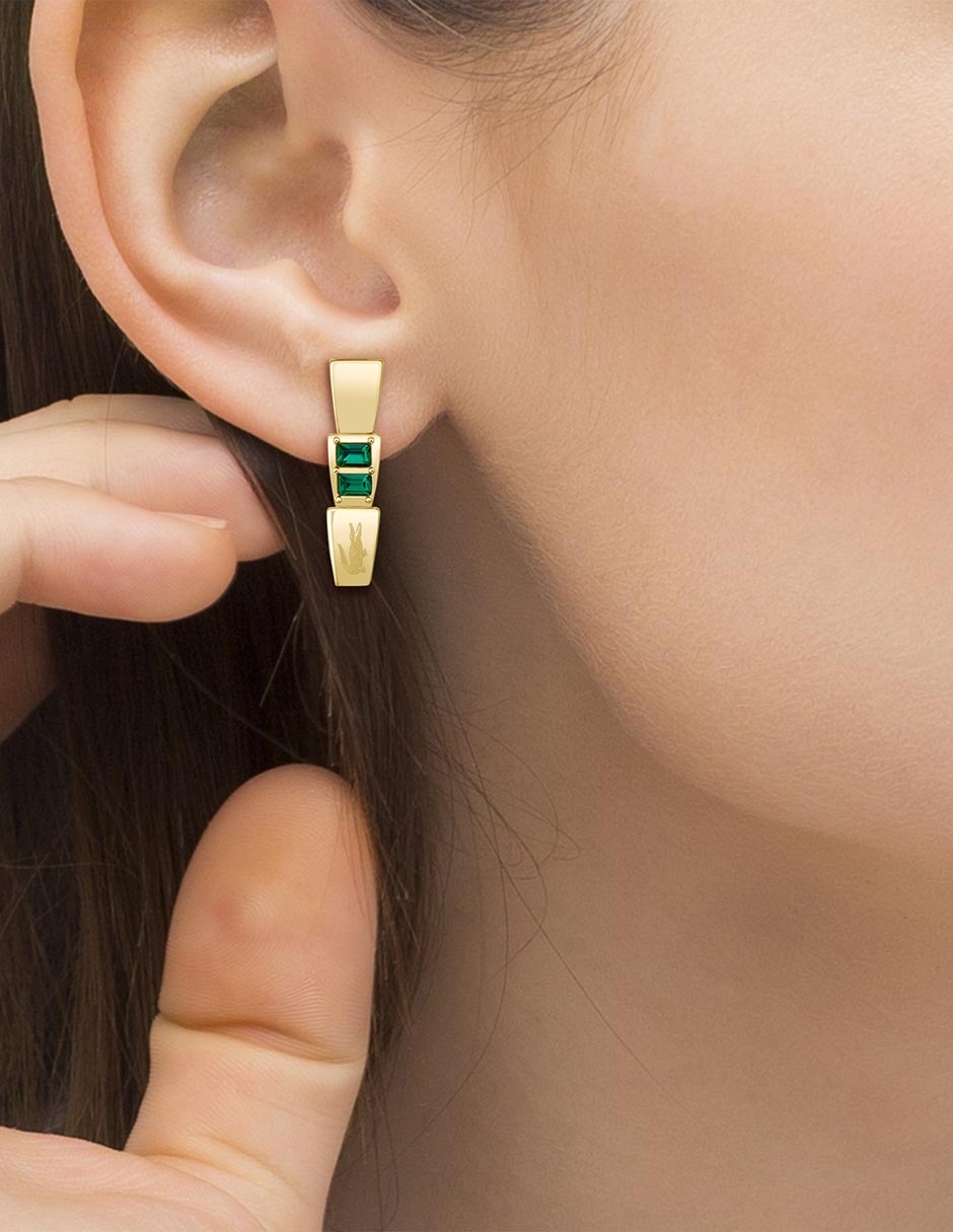 Aretes rectangulares Crocodelle con acabado brillante cristal 4