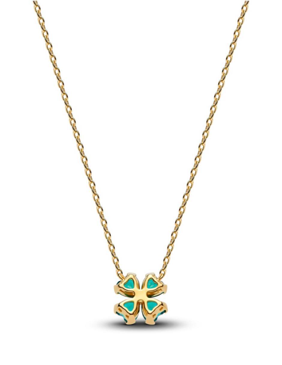 Collar de trébol de plata con acabado baño de oro P 925 4