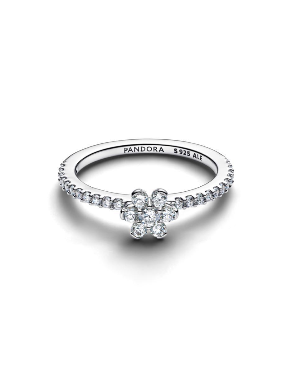 Anillo de flor P 925 de plata zirconia cúbica brillante