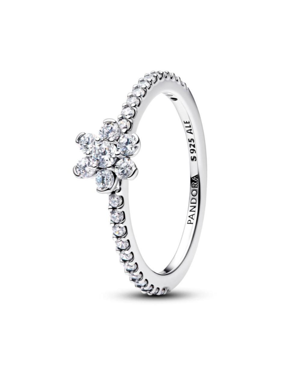 Anillo de flor P 925 de plata zirconia cúbica brillante Anillo de flor P 925 de plata zirconia cúbica brillante