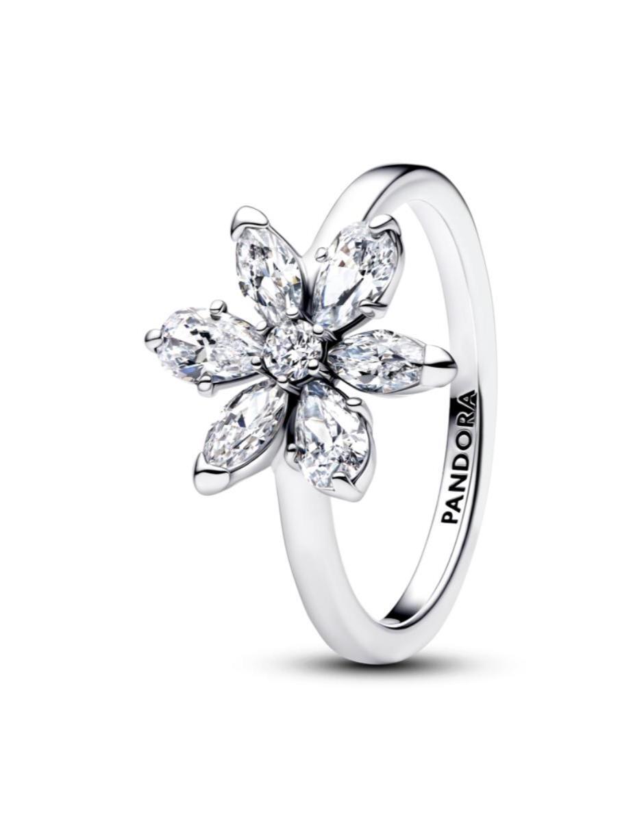 Anillo de flor P 925 de plata zirconia cúbica brillante Anillo de flor P 925 de plata zirconia cúbica brillante