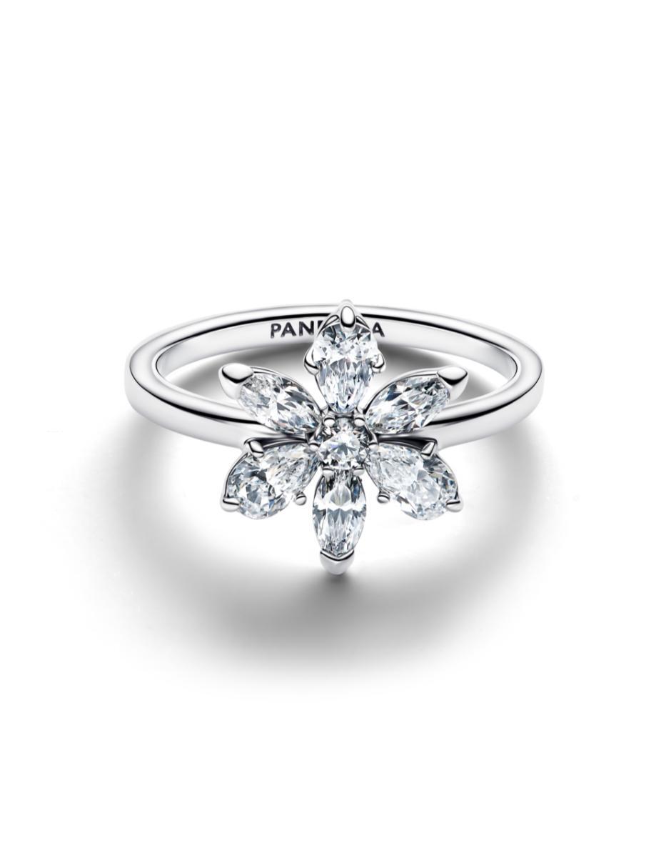 Anillo de flor P 925 de plata zirconia cúbica brillante 2