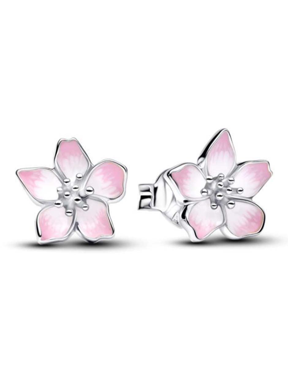 Aretes cortos de flor Pandora Moments de plata P 925 con acabado brillante