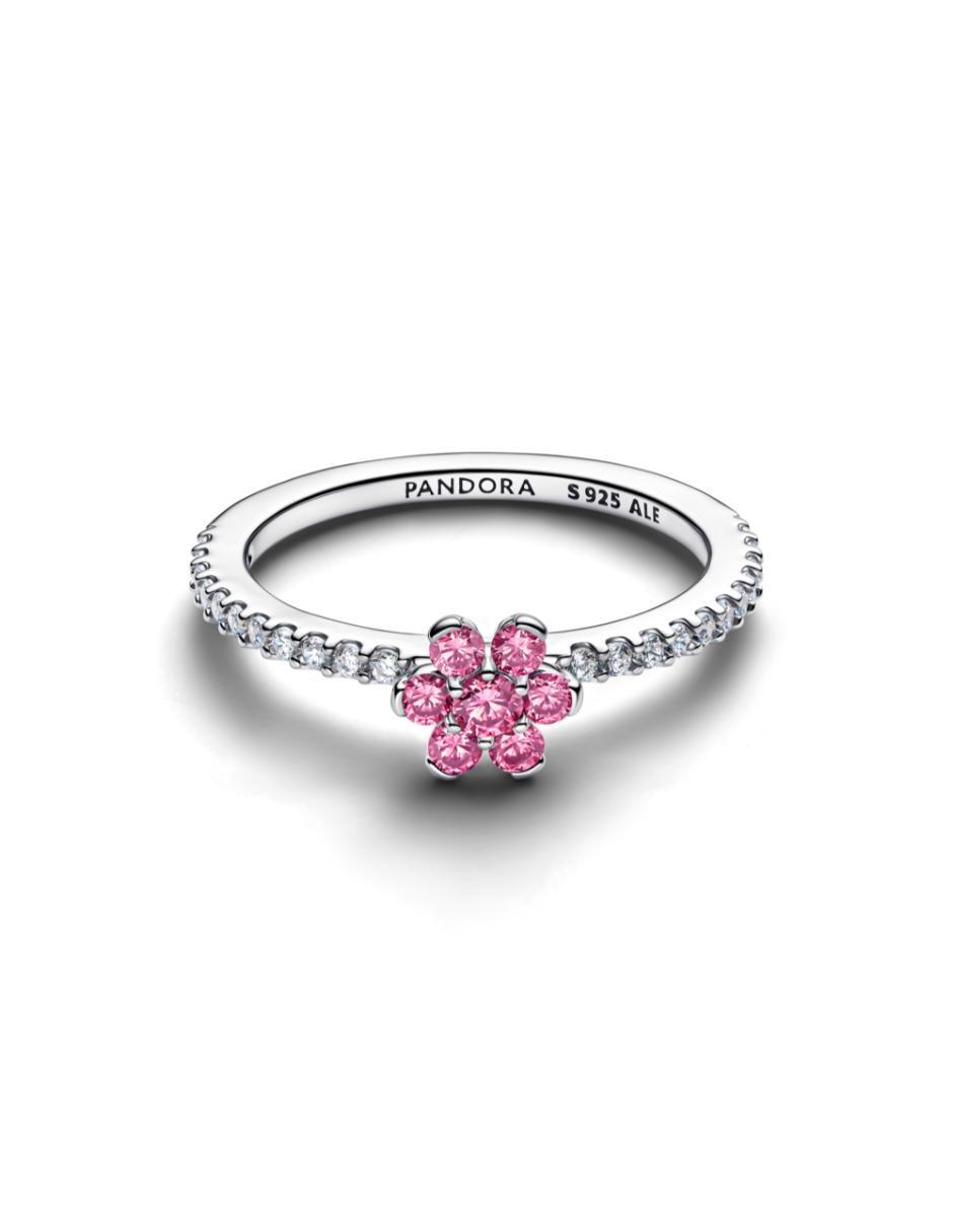 Anillo de flor P 925 de plata zirconia cúbica brillante 2
