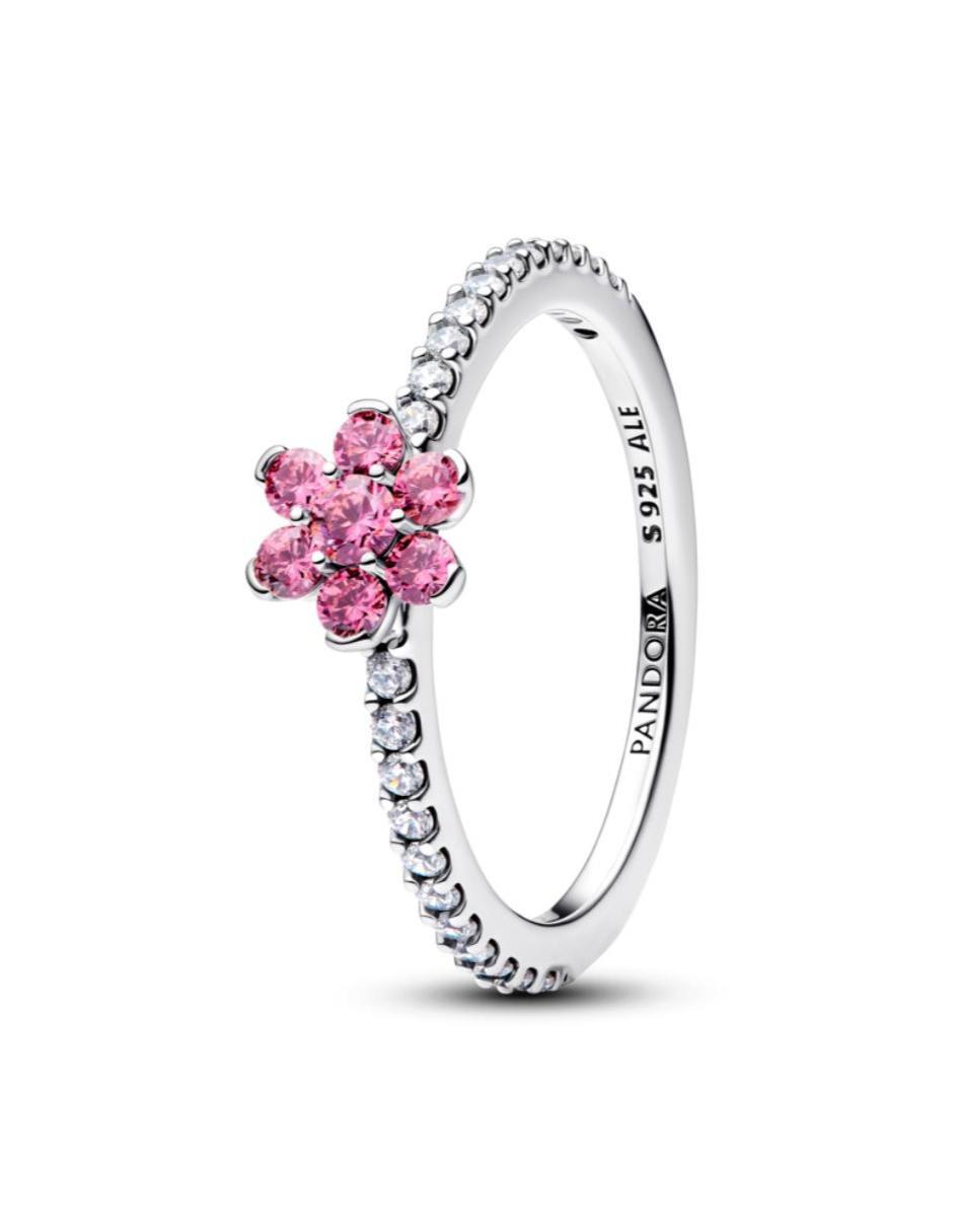 Anillo de flor P 925 de plata zirconia cúbica brillante Anillo de flor P 925 de plata zirconia cúbica brillante