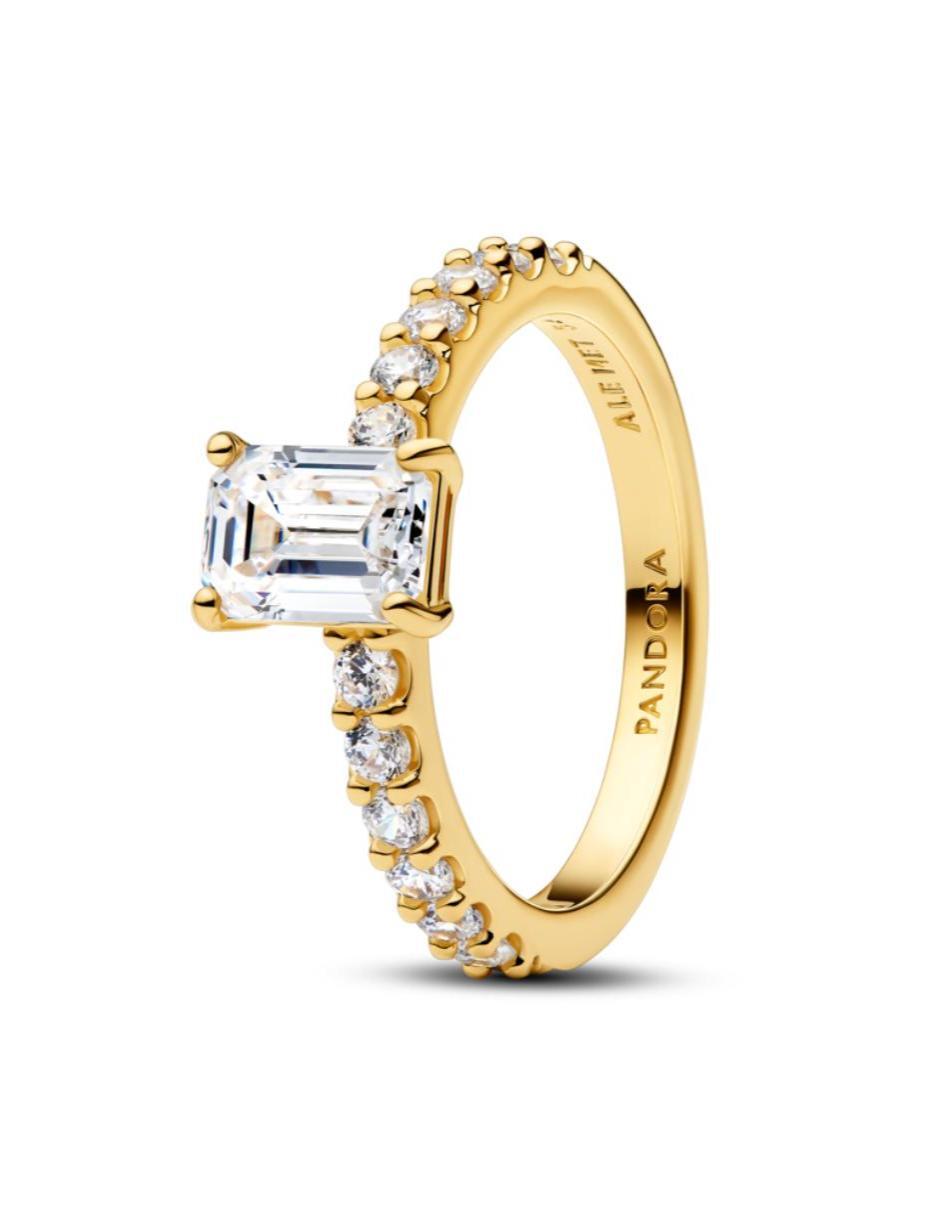 Anillo Timeless de plata P 925 zirconia cúbica con acabado baño de oro Anillo Timeless de plata P 925 zirconia cúbica con acabado baño de oro