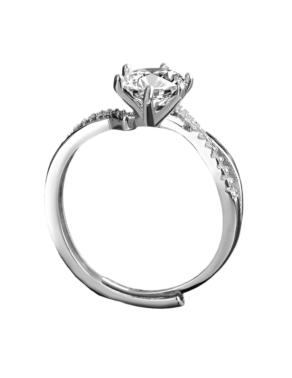 Anillo redondo P 925 de plata diamante pulido 3