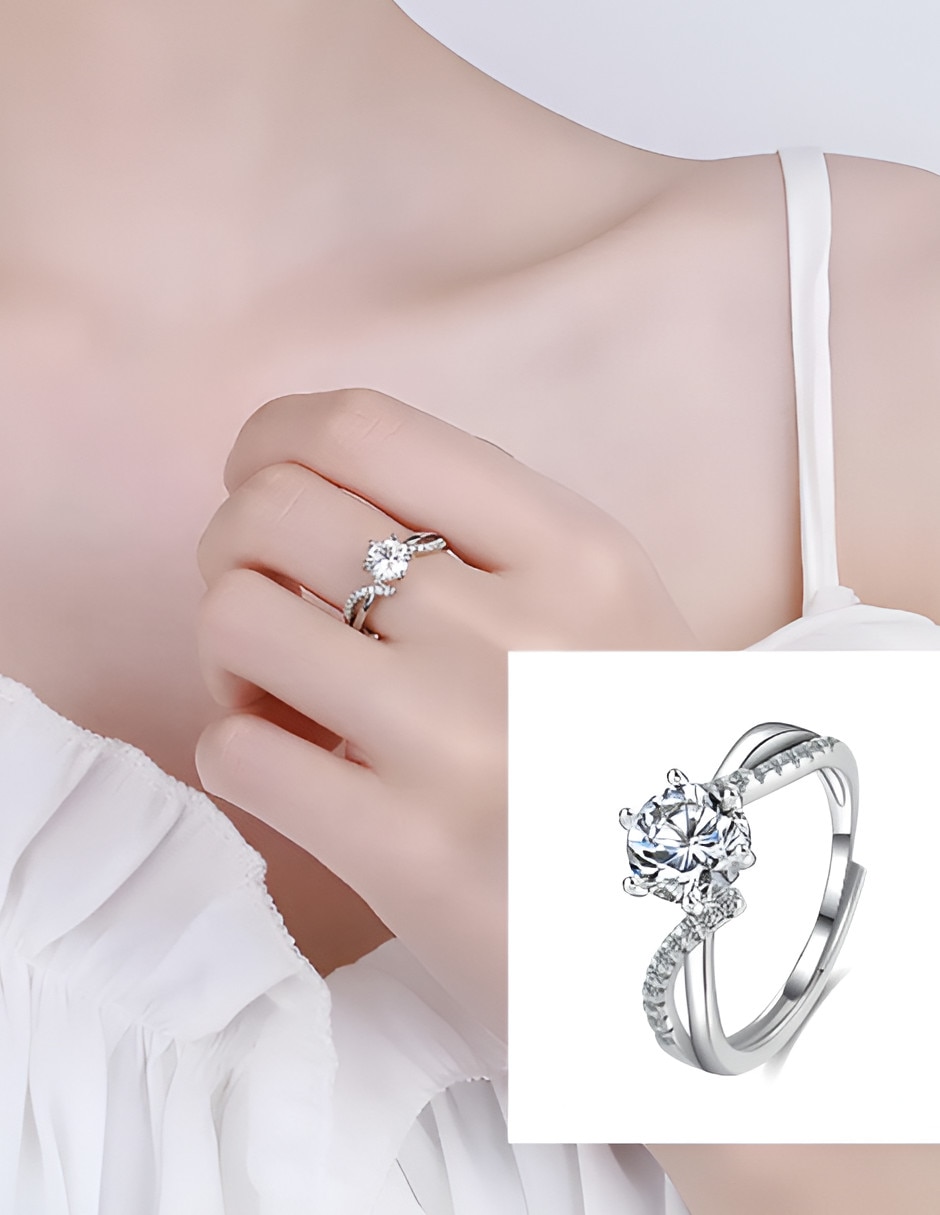 Anillo redondo P 925 de plata diamante pulido 2