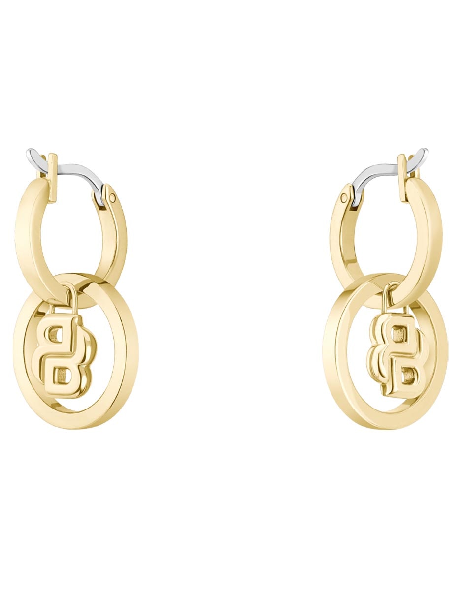 Aretes circulares Double B Divine con acabado brillante cristal 2