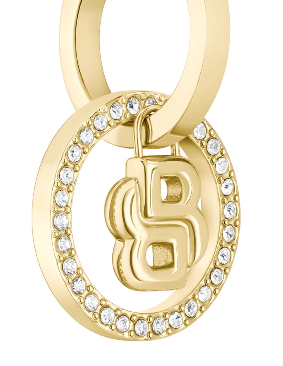 Aretes circulares Double B Divine con acabado brillante cristal 3