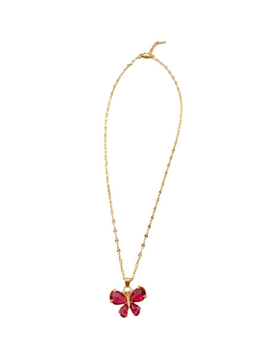 Aretes y collar de mariposa 14 k zirconia 2