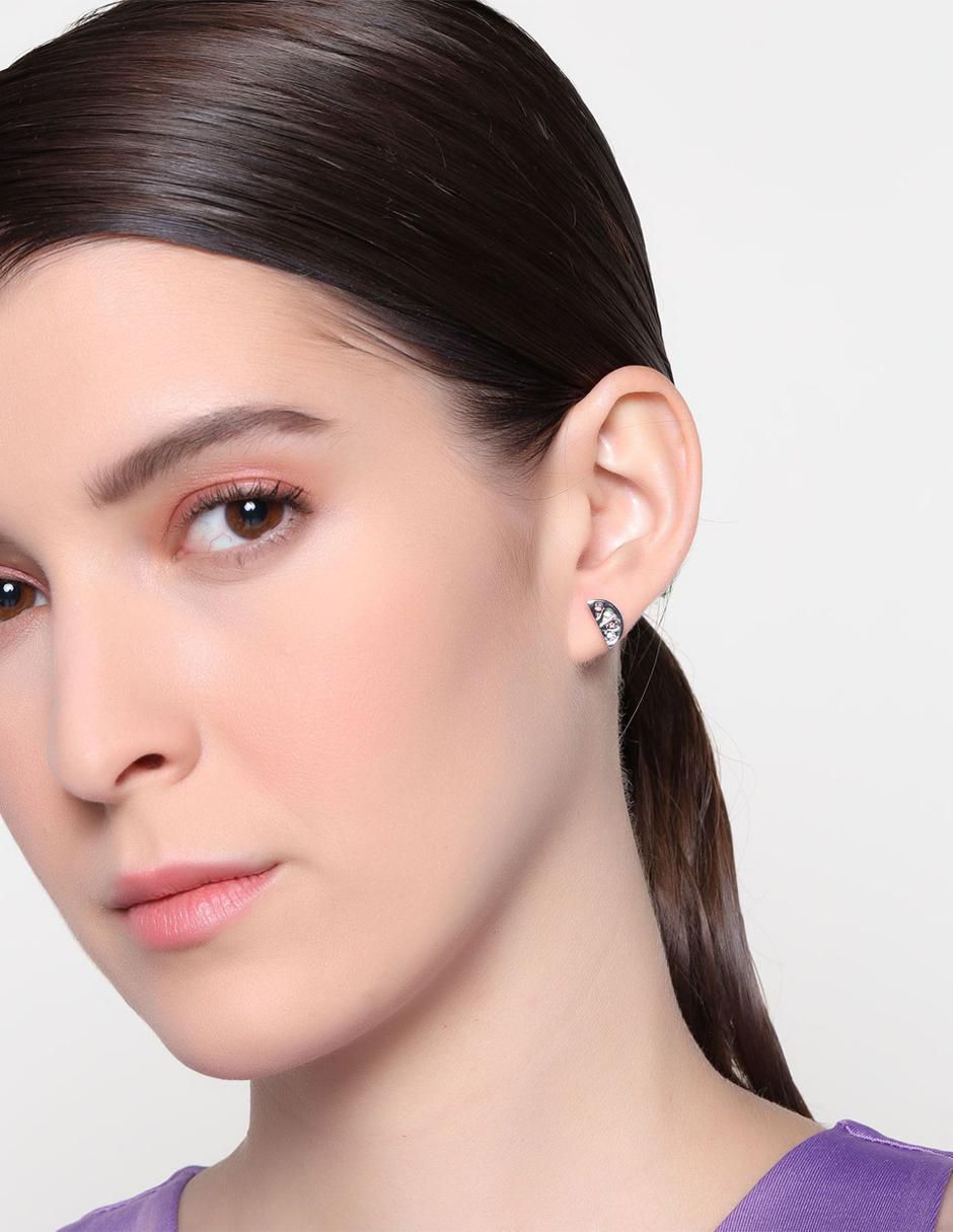 Aretes con acabado baño de oro blanco 18 K cristal 3