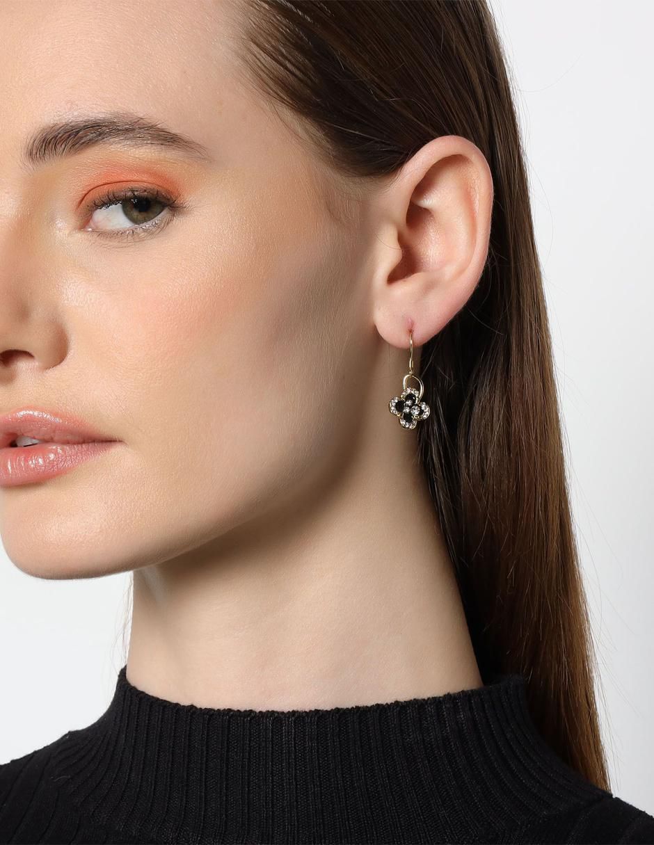 Aretes de flor Elegance con acabado baño de oro 18 K cristal 2