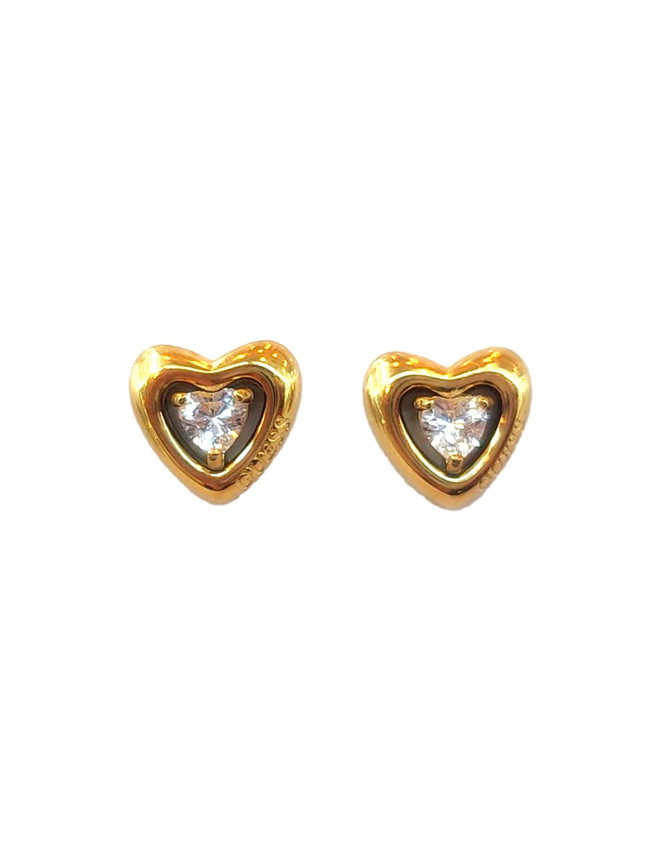 Set de aretes de corazón beloved de acero inoxidable con acabado pavé circonita 5