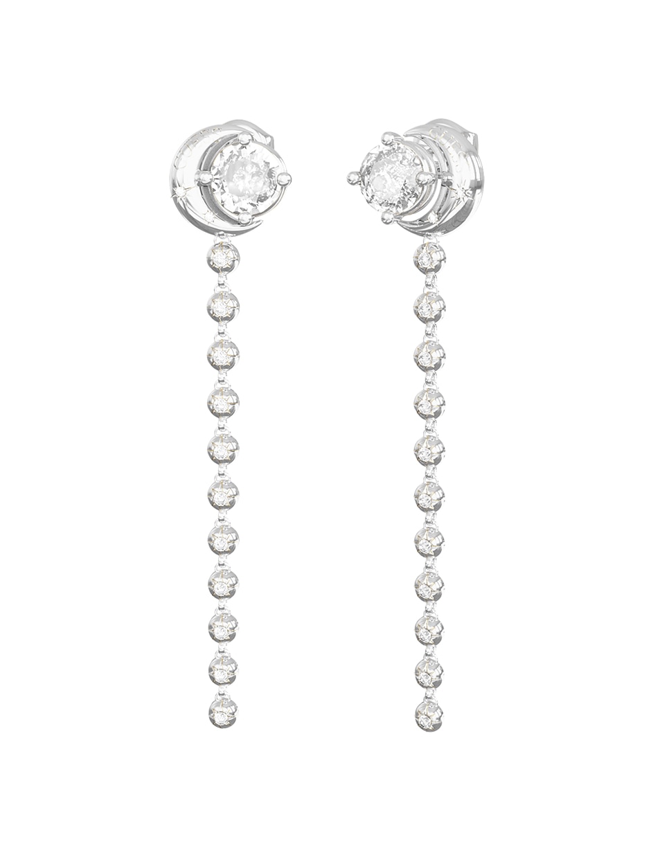 Aretes de luna Aurora con acabado pavé