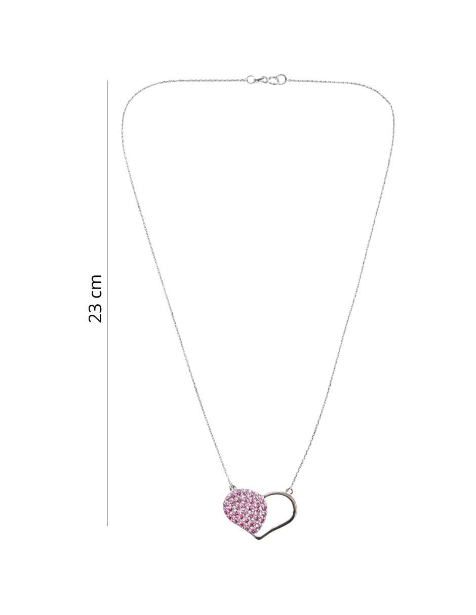Aretes y collar de corazón Mancini de plata P 925 zirconia