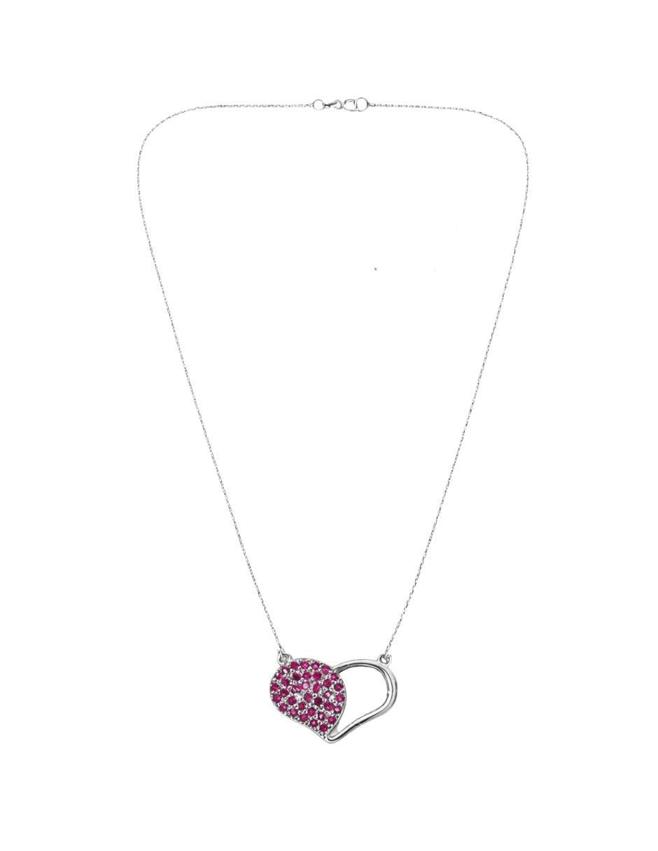 Aretes y collar de corazón Mancini de plata P 925 zirconia