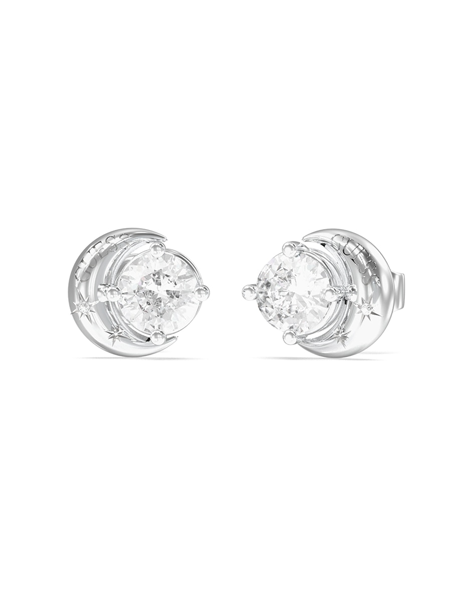 Aretes de luna Aurora con acabado pavé