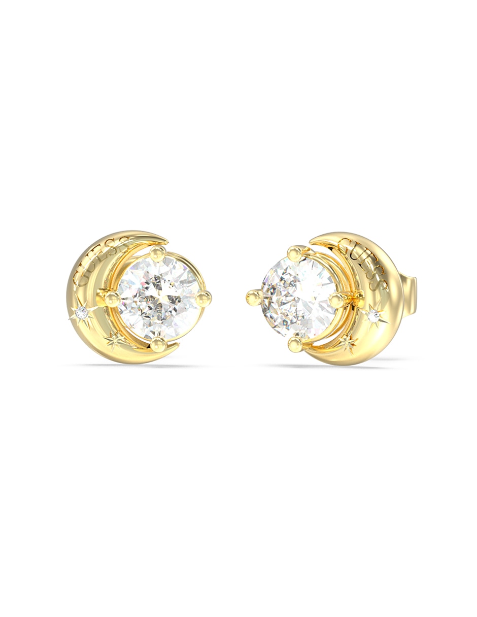 Aretes de luna Aurora con acabado pavé