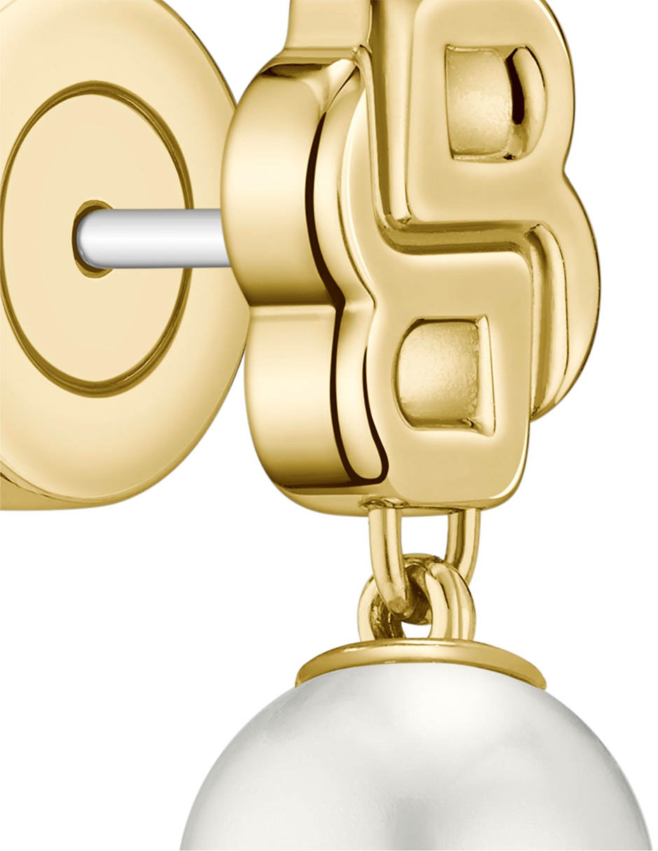 Aretes cortos Double B Mirelle con acabado brillante imitación perla
