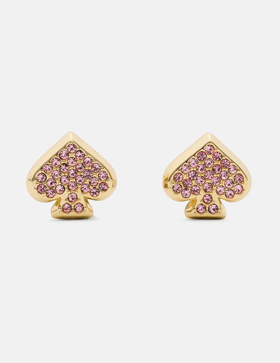 Aretes cortos de corazón Everyday Spade con acabado pavé