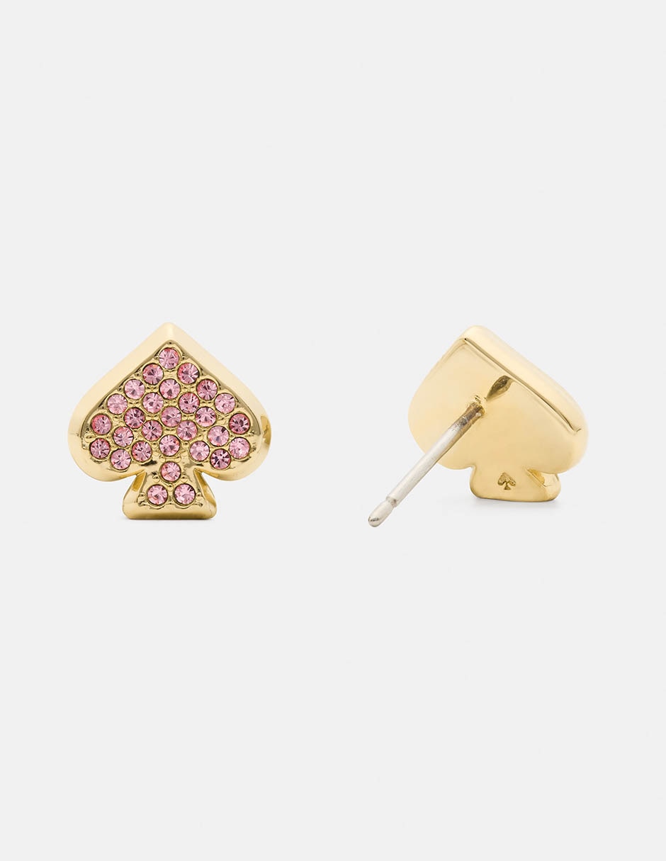 Aretes cortos de corazón Everyday Spade con acabado pavé 3