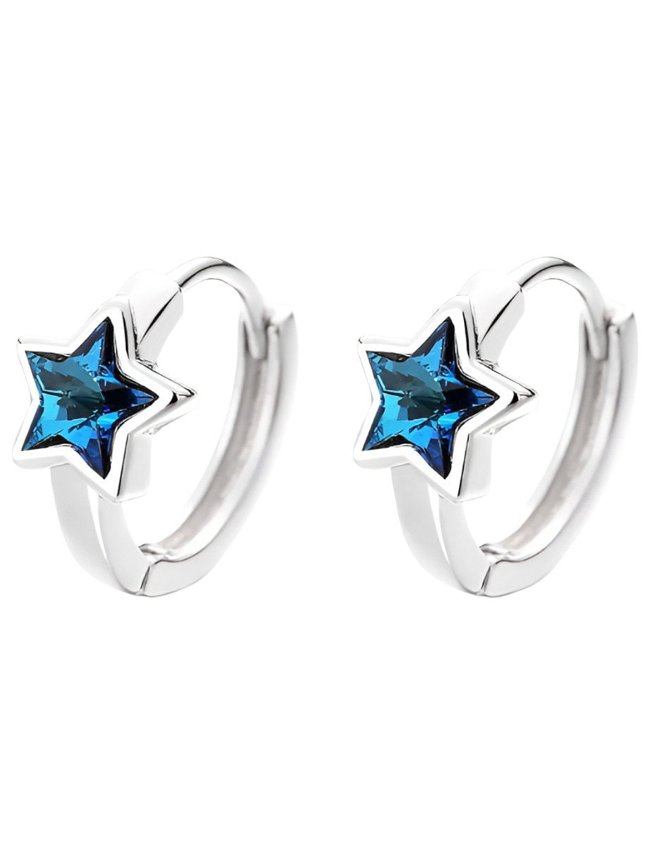 Arete de estrella de plata P 925 con acabado brillante