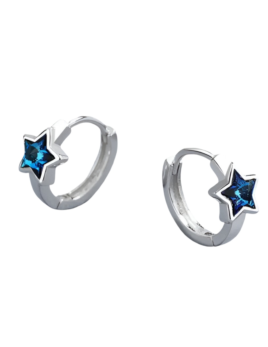 Arete de estrella de plata P 925 con acabado brillante 4