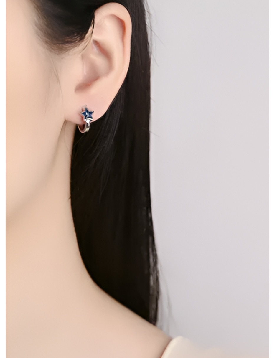 Arete de estrella de plata P 925 con acabado brillante 2
