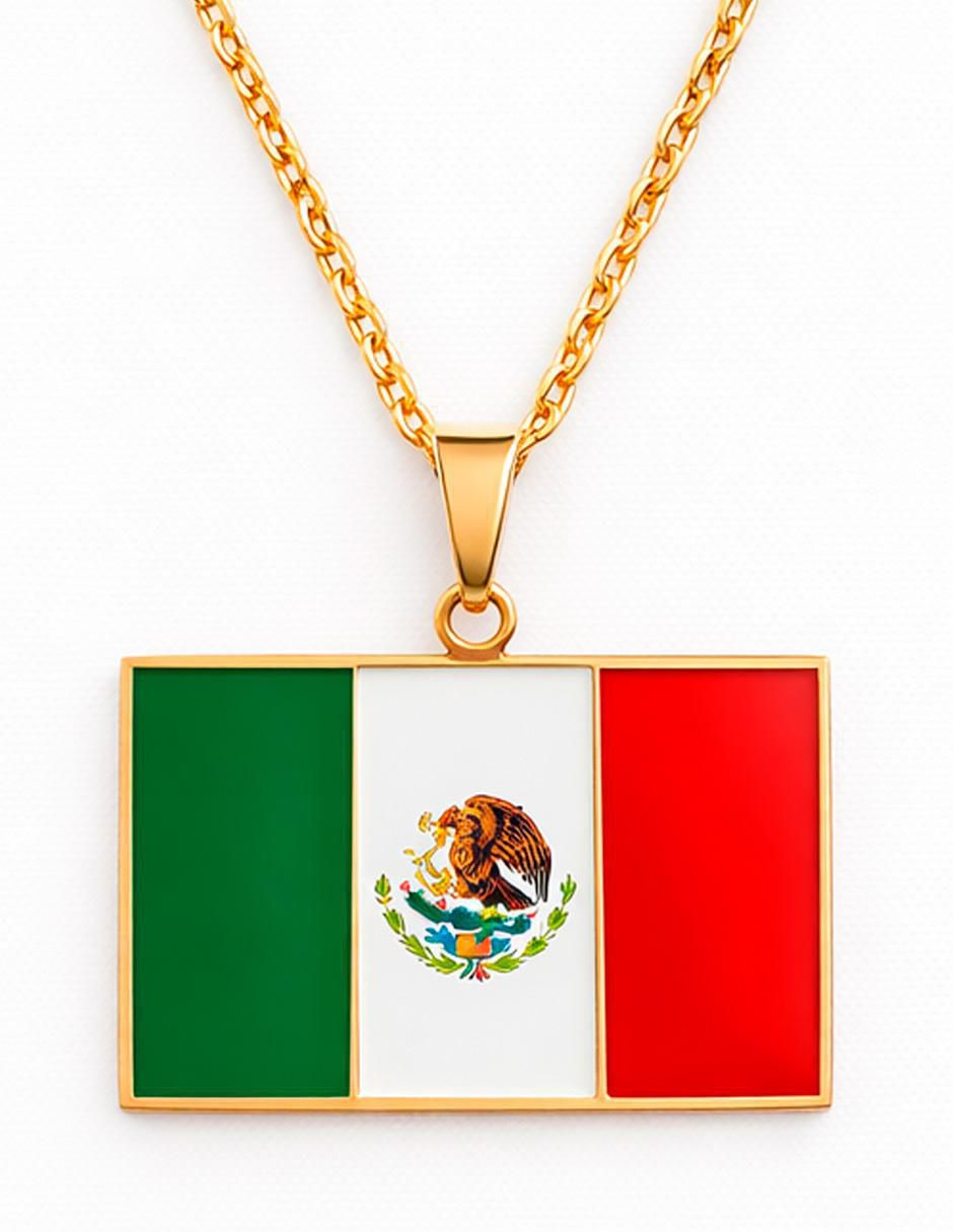 Collar con dije rectangular México Querido Collar con dije rectangular México Querido