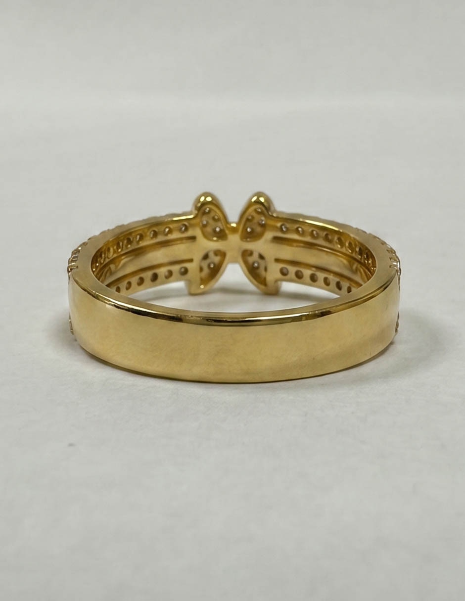 Anillo de mariposa apodemia papilio 18 k zirconia baño de oro