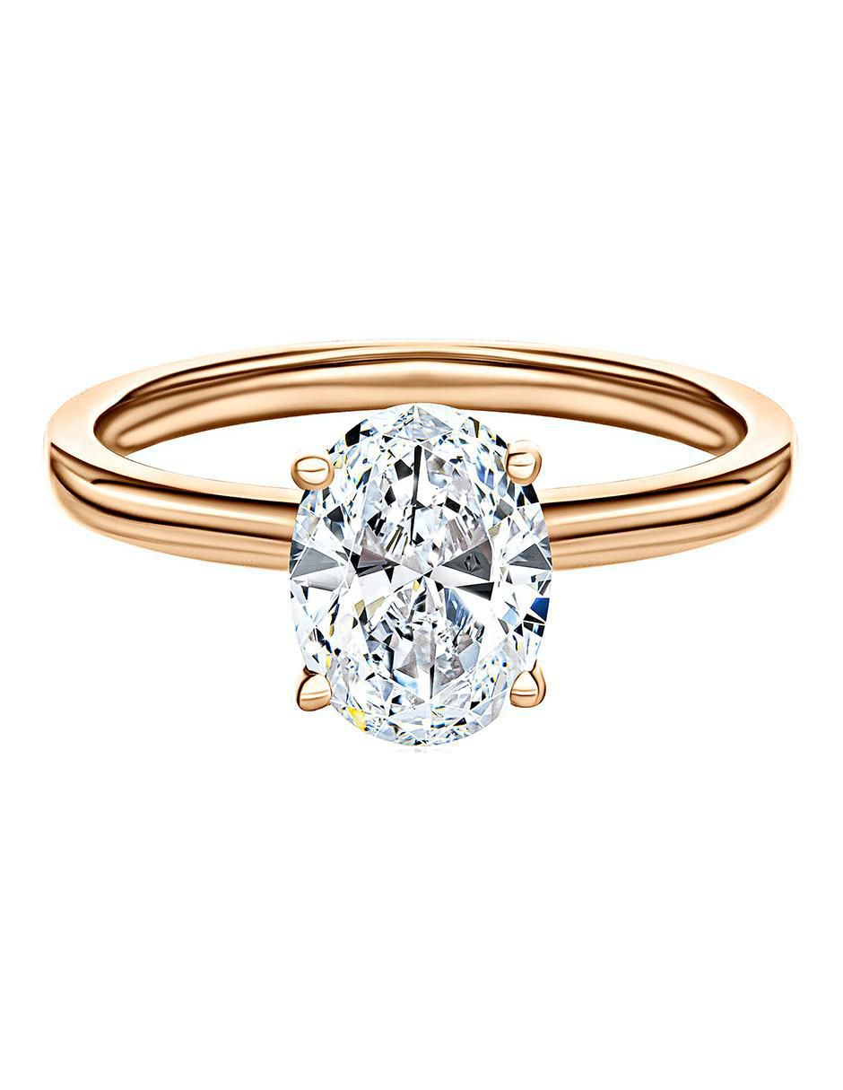 Anillo de oval 14 k de oro amarillo moissanita brillante Anillo de oval 14 k de oro amarillo moissanita brillante