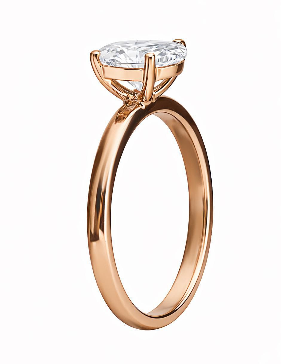 Anillo de oval 14 k de oro amarillo moissanita brillante 4