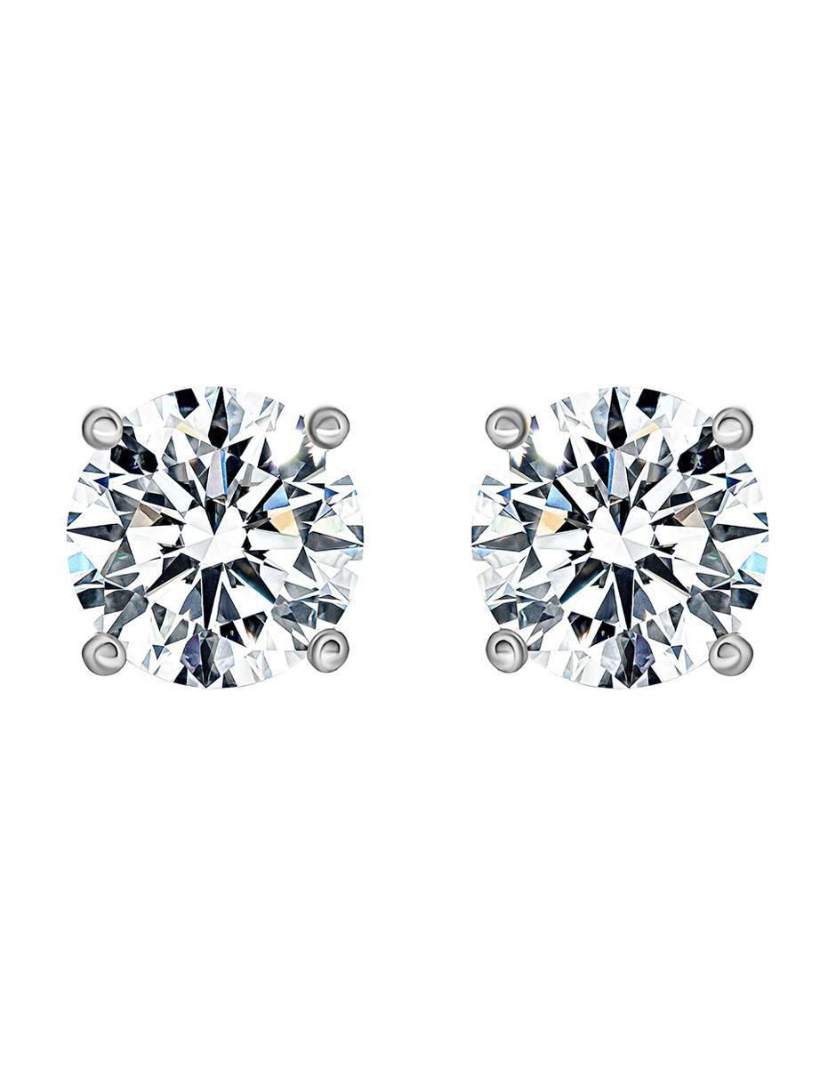 Broqueles circulares de plata P 925 con acabado brillante moissanita Broqueles circulares de plata P 925 con acabado brillante moissanita