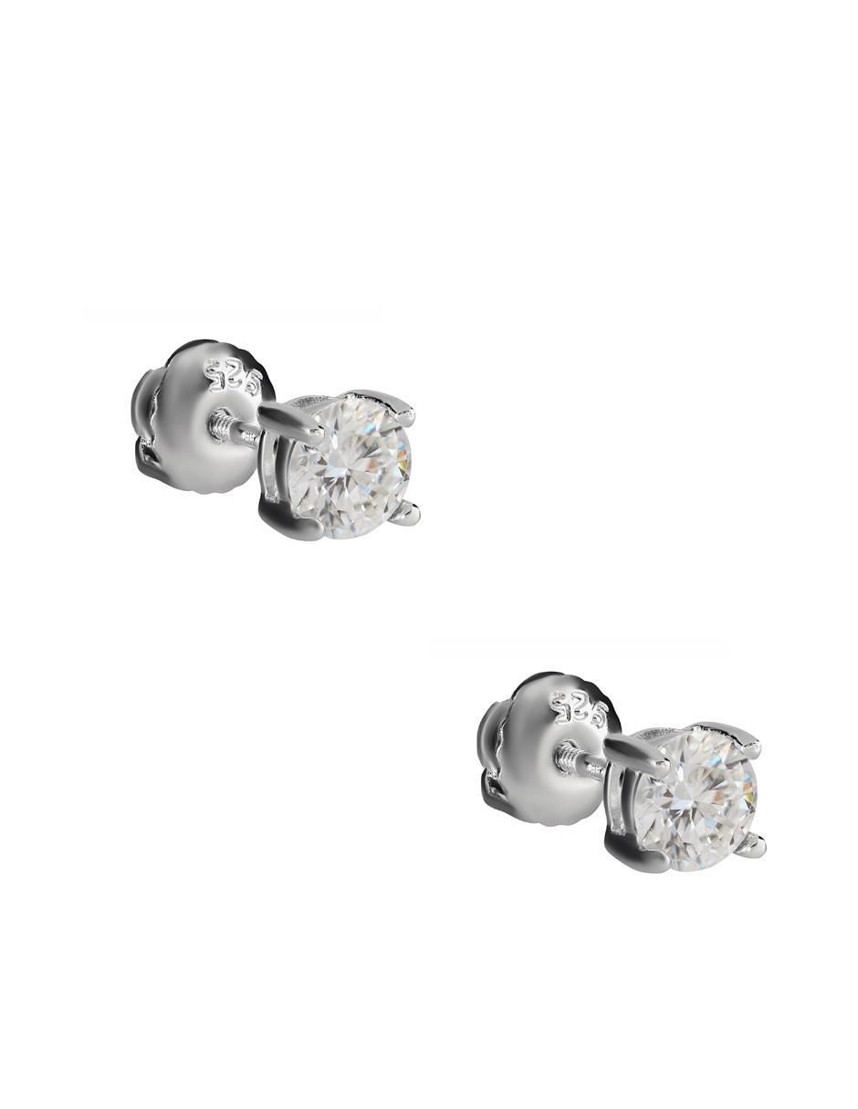 Broqueles circulares de plata P 925 con acabado brillante moissanita 2