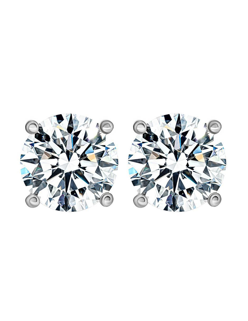 Broqueles circulares de plata con acabado brillante moissanita Broqueles circulares de plata con acabado brillante moissanita