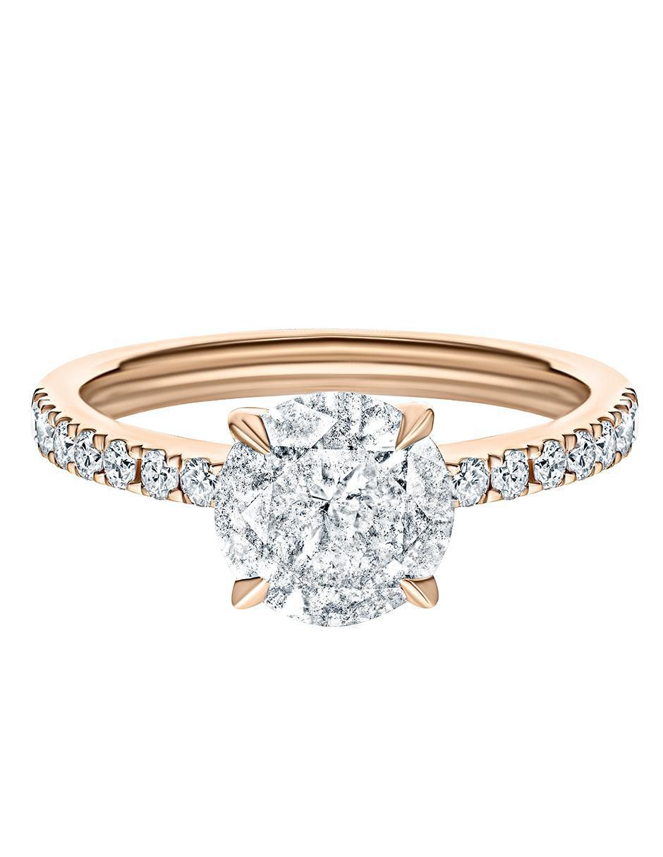 Anillo circular 14 k de oro amarillo diamante brillante