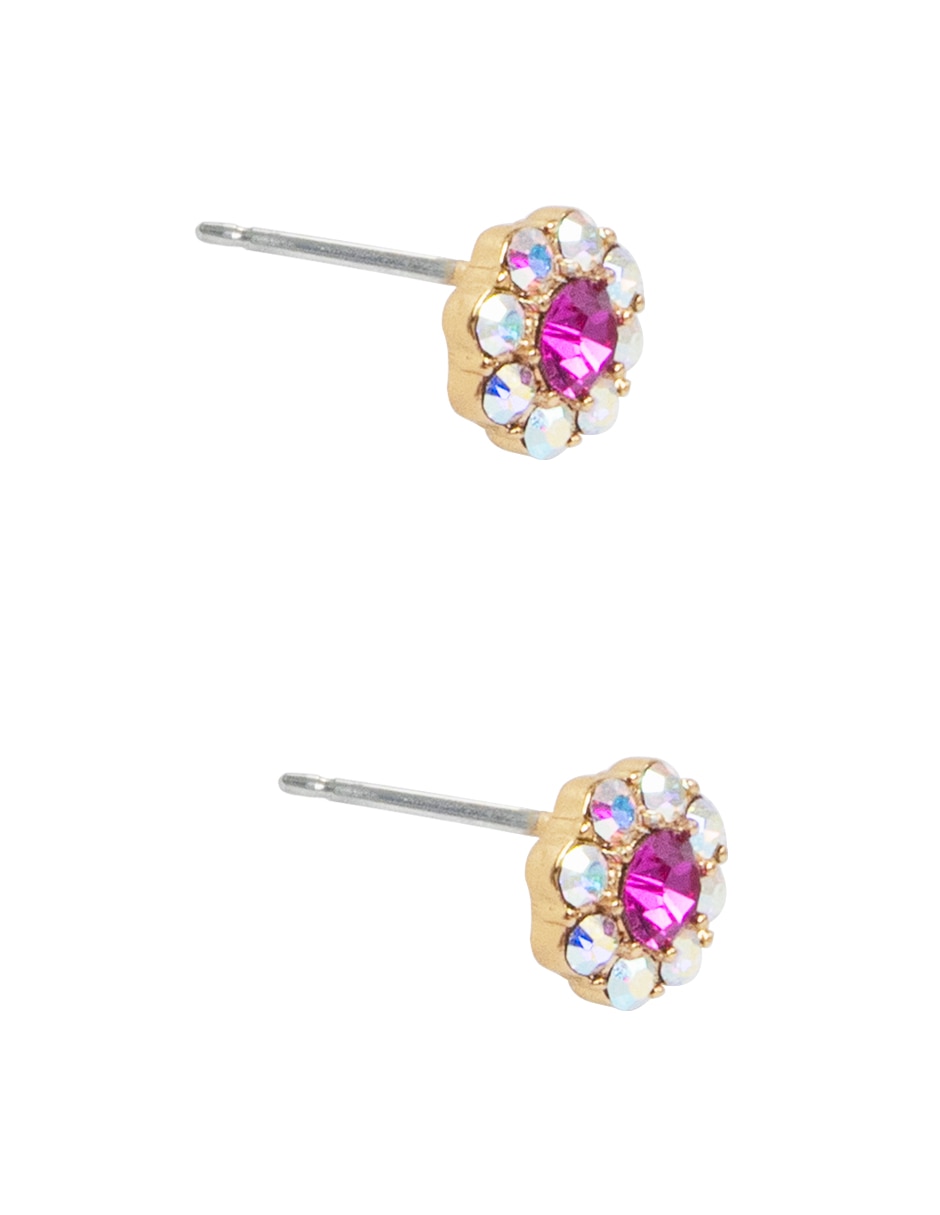 Broqueles de flor pavé flor de metal con acabado pavé cristal 2