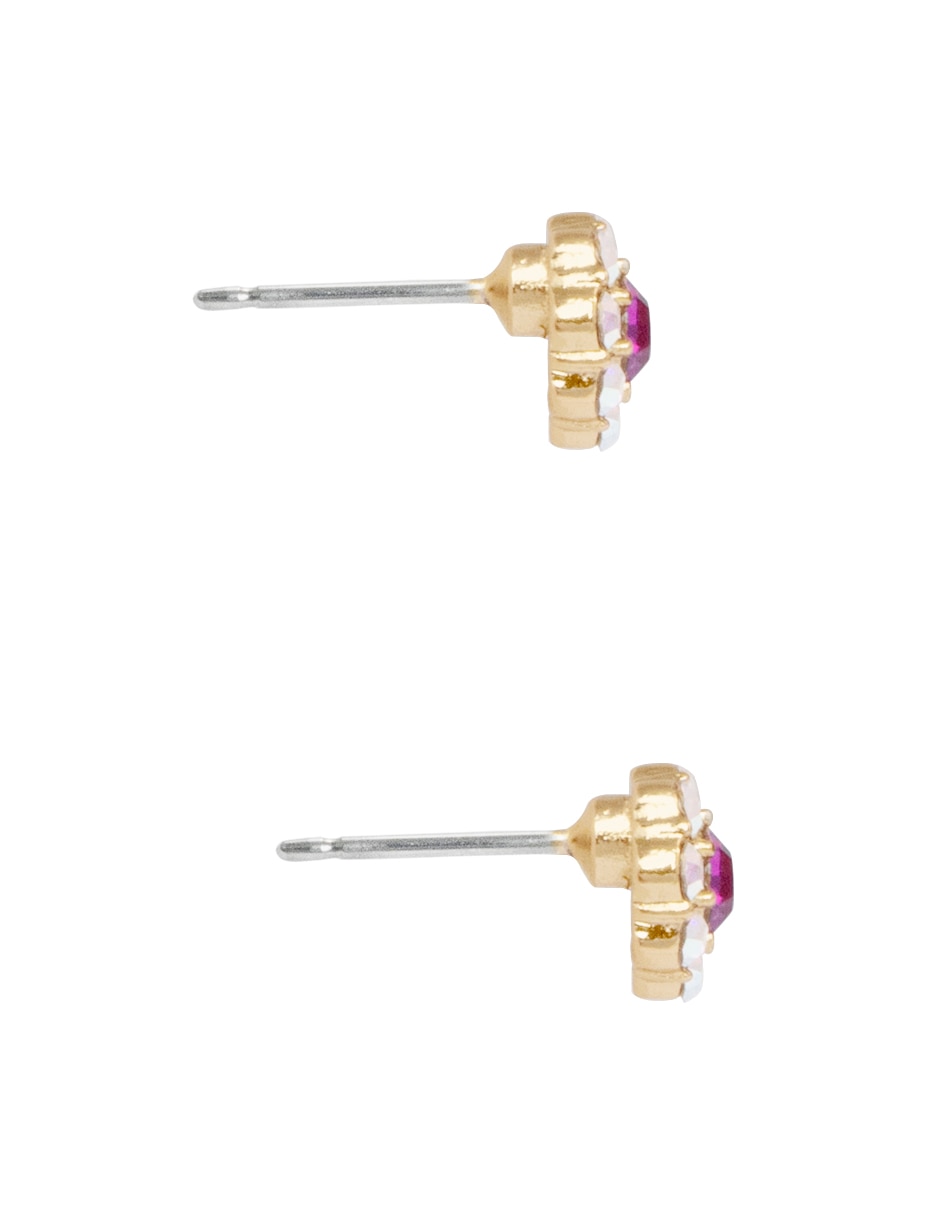 Broqueles de flor pavé flor de metal con acabado pavé cristal 3