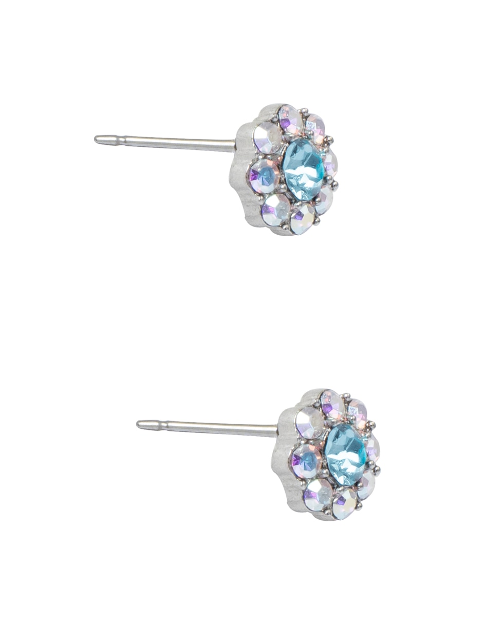Broqueles de flor pavé flor de metal con acabado pavé cristal 2