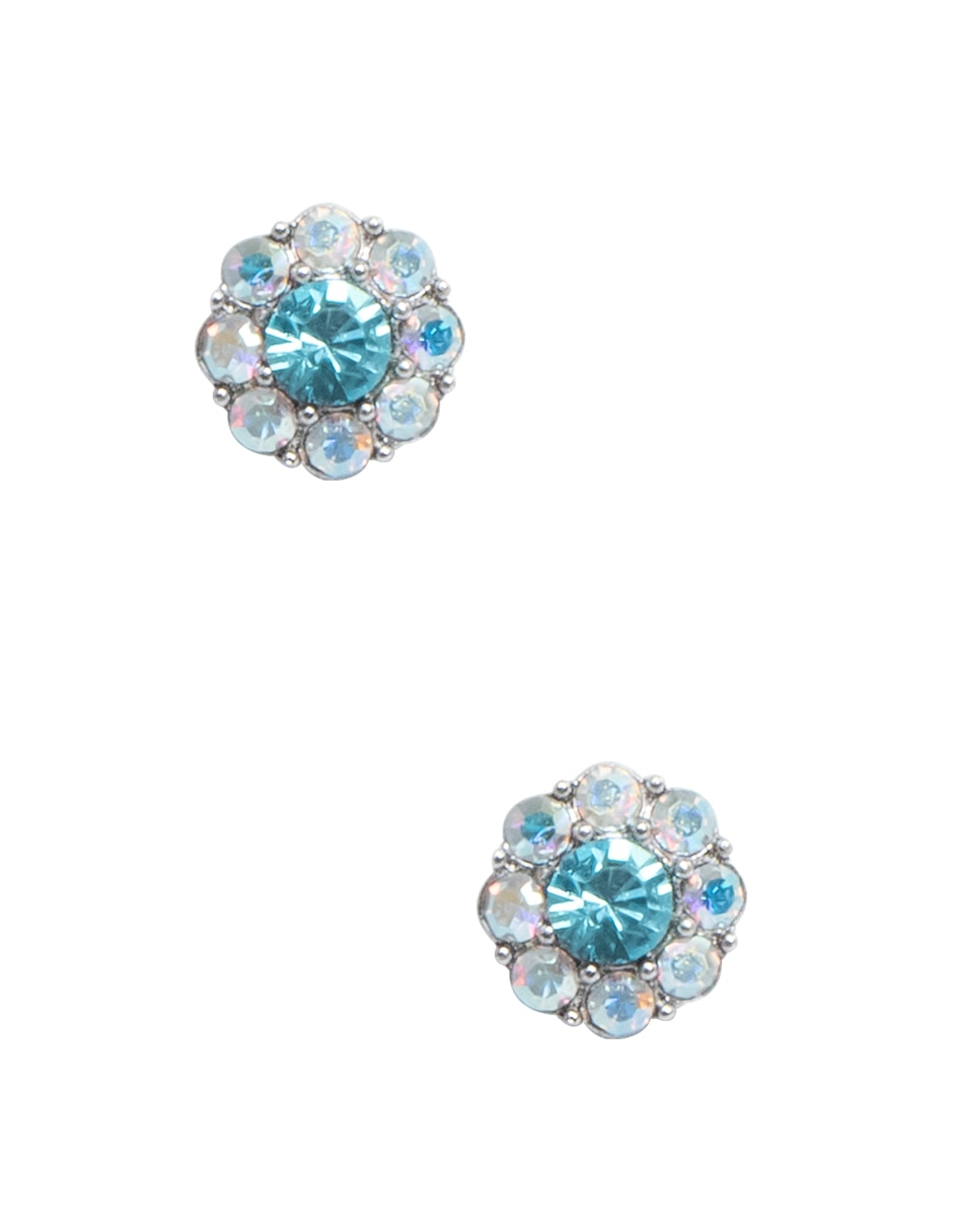 Broqueles de flor pavé flor de metal con acabado pavé cristal Broqueles de flor pavé flor de metal con acabado pavé cristal